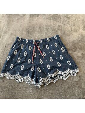 Ett:Twa Anthropologie Ett Twa Cotton Eyelet Shorts Women's MEDIUM Embroidered